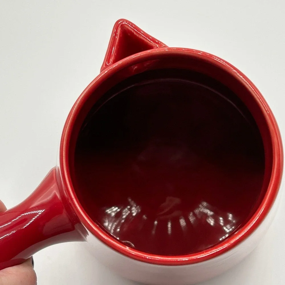 Bonjour Williams-Sonoma Red Ceramic Hot Chocolate Pot Pitcher Farmhouse Holiday